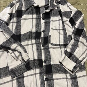 SHEIN Black and White Plaid Shirt